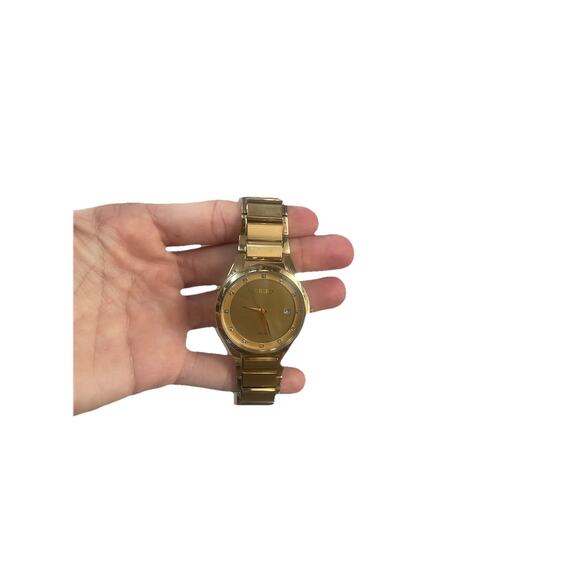 SEIKO Gold Tone‎ Stainless Steel Diamond Dial Solar WATCH Needs Battery main image 5